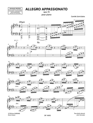Allegro Appassionato Opus 70 - SAINT-SAËNS - Partition - Piano